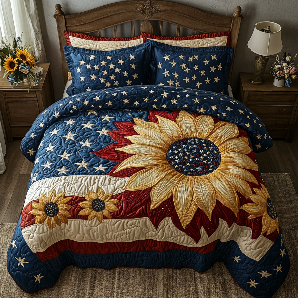 Bold Bloom Pride Quilted Bedding Set Duvet Cover Merch Sunflower Gift Items Bold Bloom Pride Quilted Bedding Set Duvet Cover Merch Sunflower Gift Items