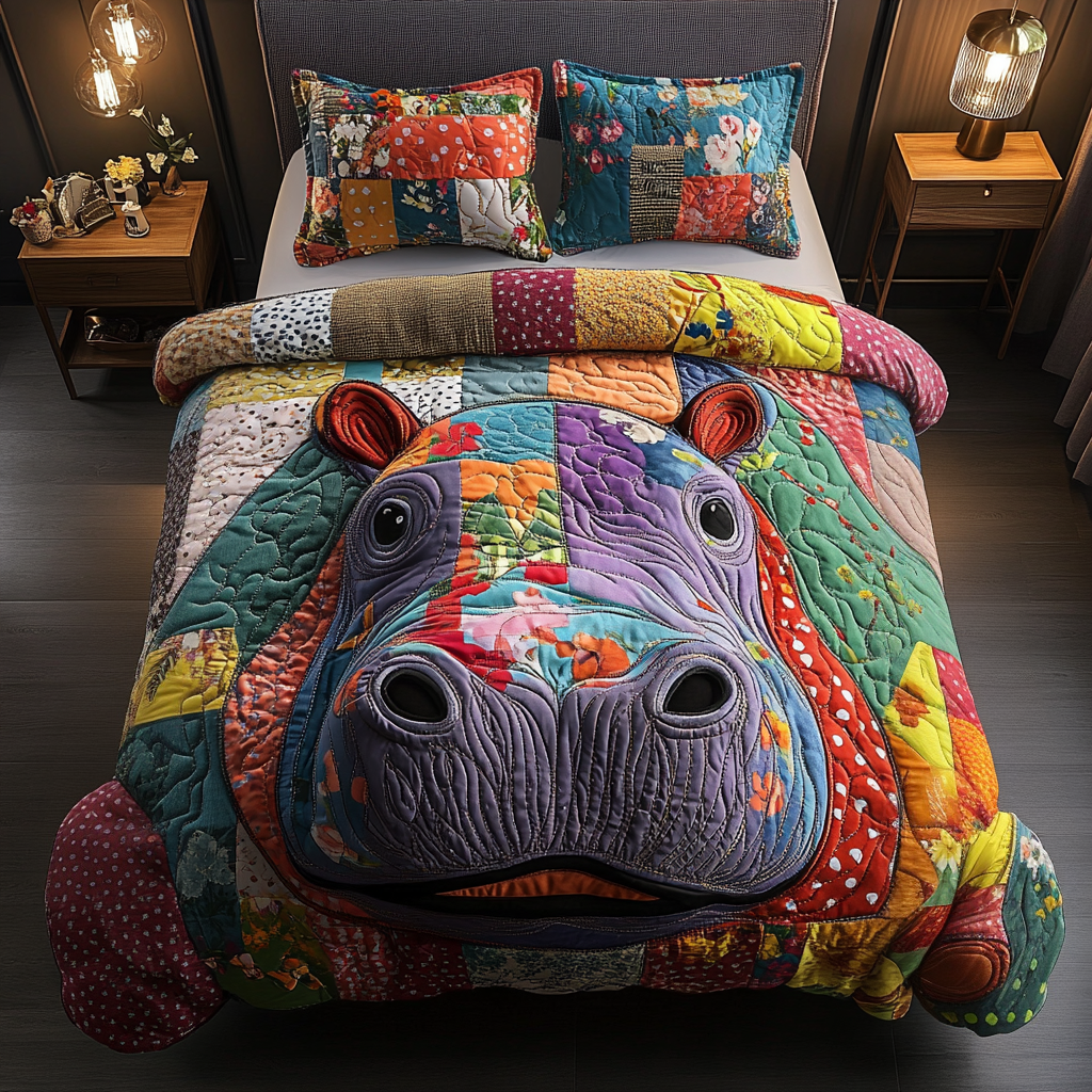 Bold Buddy Quilted Bedding Set Duvet Cover Bedspreads Hippo Presents Bold Buddy Quilted Bedding Set Duvet Cover Bedspreads Hippo Presents