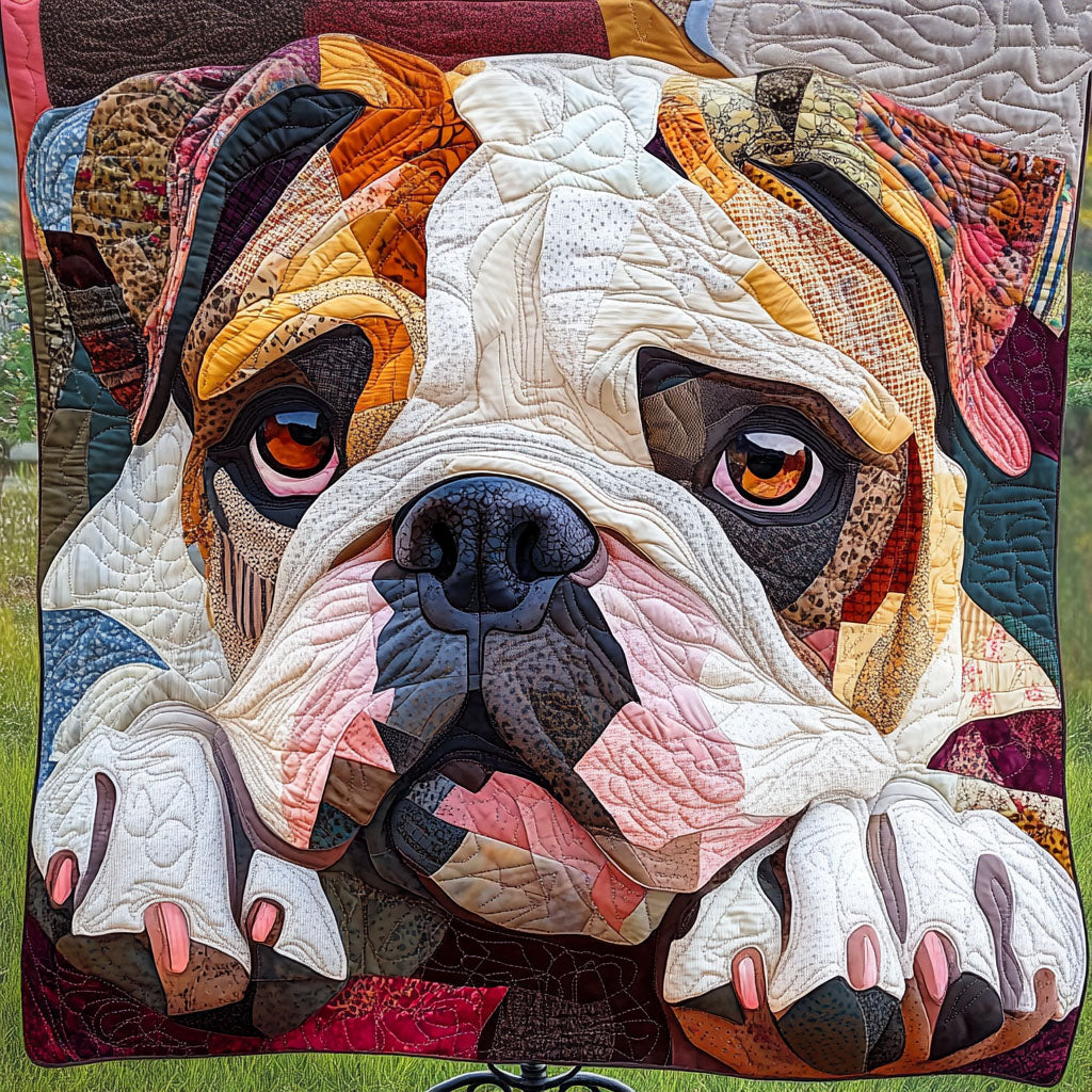 Bold Bulldog Quilted Blanket Cute Colorful Blanket Gift Ideas For Bulldog Lovers