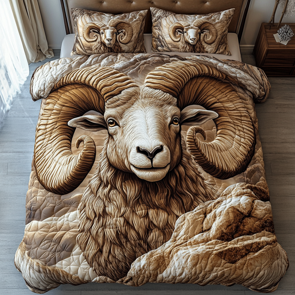 Bold Horns Quilted Bedding Set Duvet Cover Bedspread Sheep Related Gifts Bold Horns Quilted Bedding Set Duvet Cover Bedspread Sheep Related Gifts