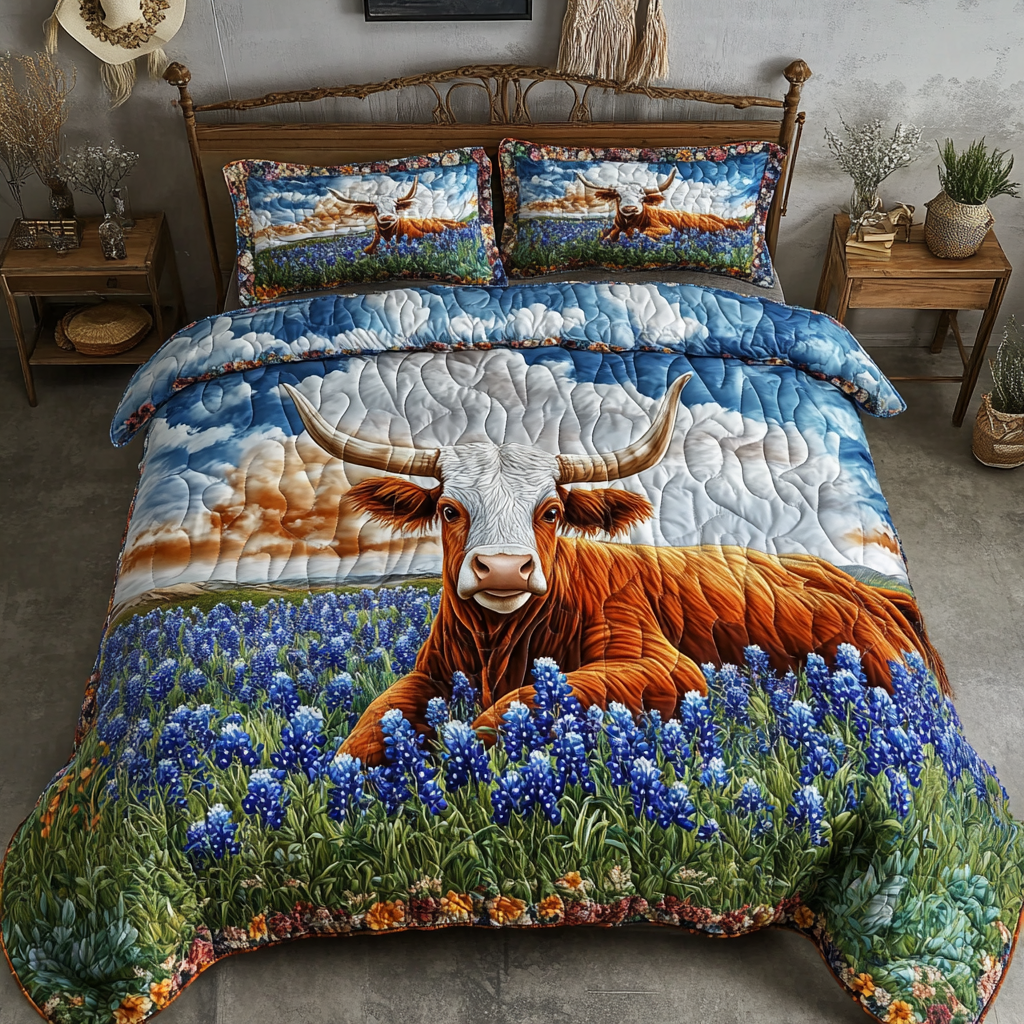 Bold Longhorn Cow Quilted Bedding Set Duvet Cover Bedspread Unique Texas Gifts Bold Longhorn Cow Quilted Bedding Set Duvet Cover Bedspread Unique Texas Gifts