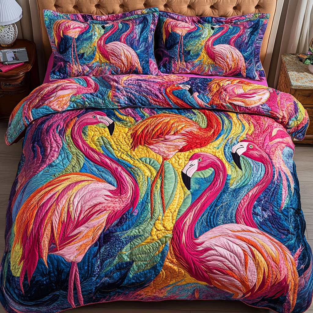 Bold Tropics Quilted Bedding Set Duvet Cover Merch Flamingo Inspired Gifts Bold Tropics Quilted Bedding Set Duvet Cover Merch Flamingo Inspired Gifts