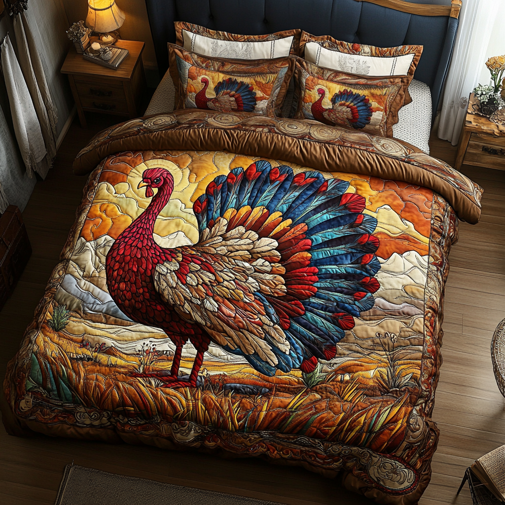 Bold Turkeys Quilted Bedding Set Duvet Cover Bedspreads Thanksgiving Gifts For Guests Bold Turkeys Quilted Bedding Set Duvet Cover Bedspreads Thanksgiving Gifts For Guests