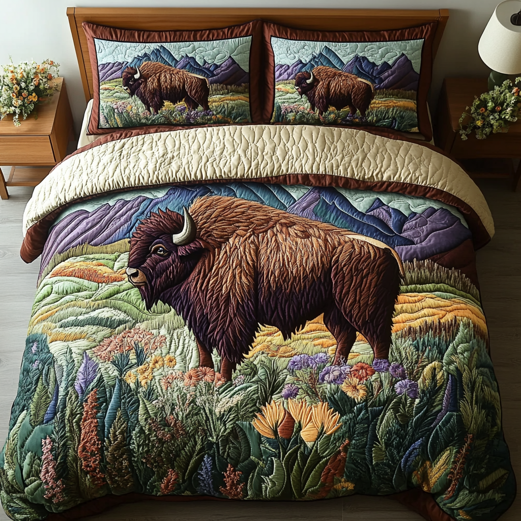 Bold Wilderness Quilted Bedding Set Duvet Cover Bedspread Great Bison Lover Gifts Bold Wilderness Quilted Bedding Set Duvet Cover Bedspread Great Bison Lover Gifts