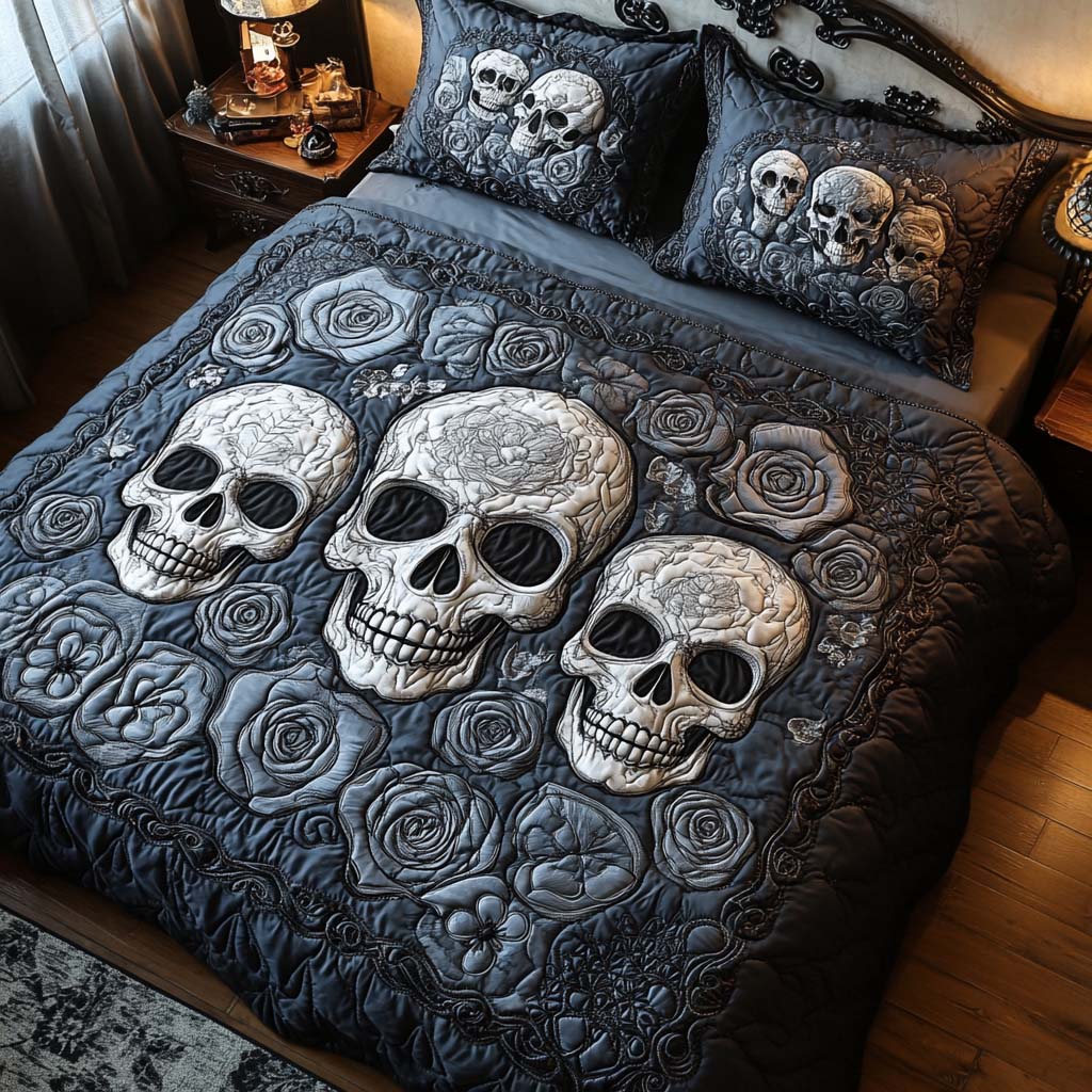 Bone Garden Quilted Bedding Set Duvet Cover Bed Sheet Set Gifts For Sugar Skull Lovers Bone Garden Quilted Bedding Set Duvet Cover Bed Sheet Set Gifts For Sugar Skull Lovers