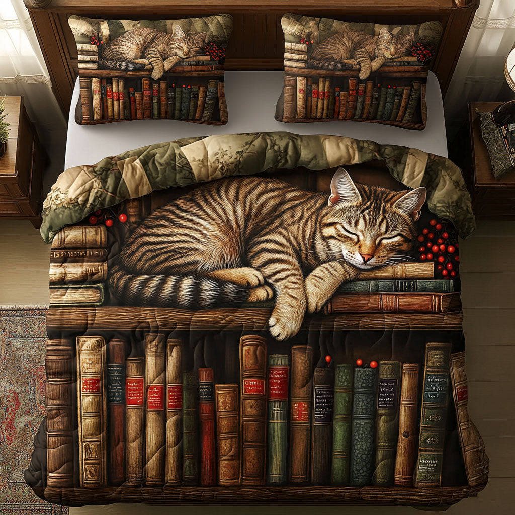 Bookish Paws Quilted Bedding Set Duvet Cover Bed Sheet Set Cat Person Gifts Bookish Paws Quilted Bedding Set Duvet Cover Bed Sheet Set Cat Person Gifts