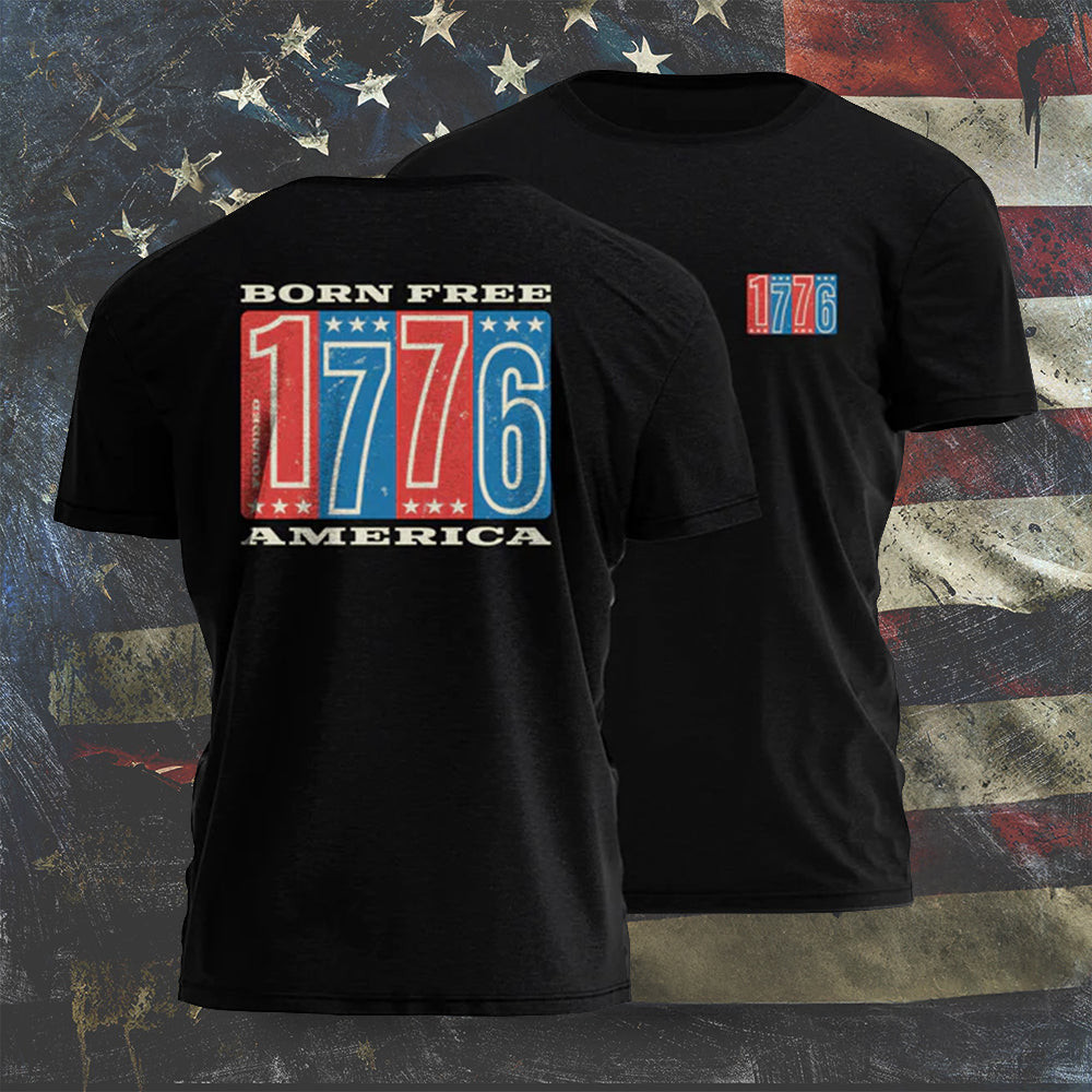 Born Free 1776 America Shirt Men's Patriotic T-Shirts Gifts For Father Born Free 1776 America Shirt Men's Patriotic T-Shirts Gifts For Father