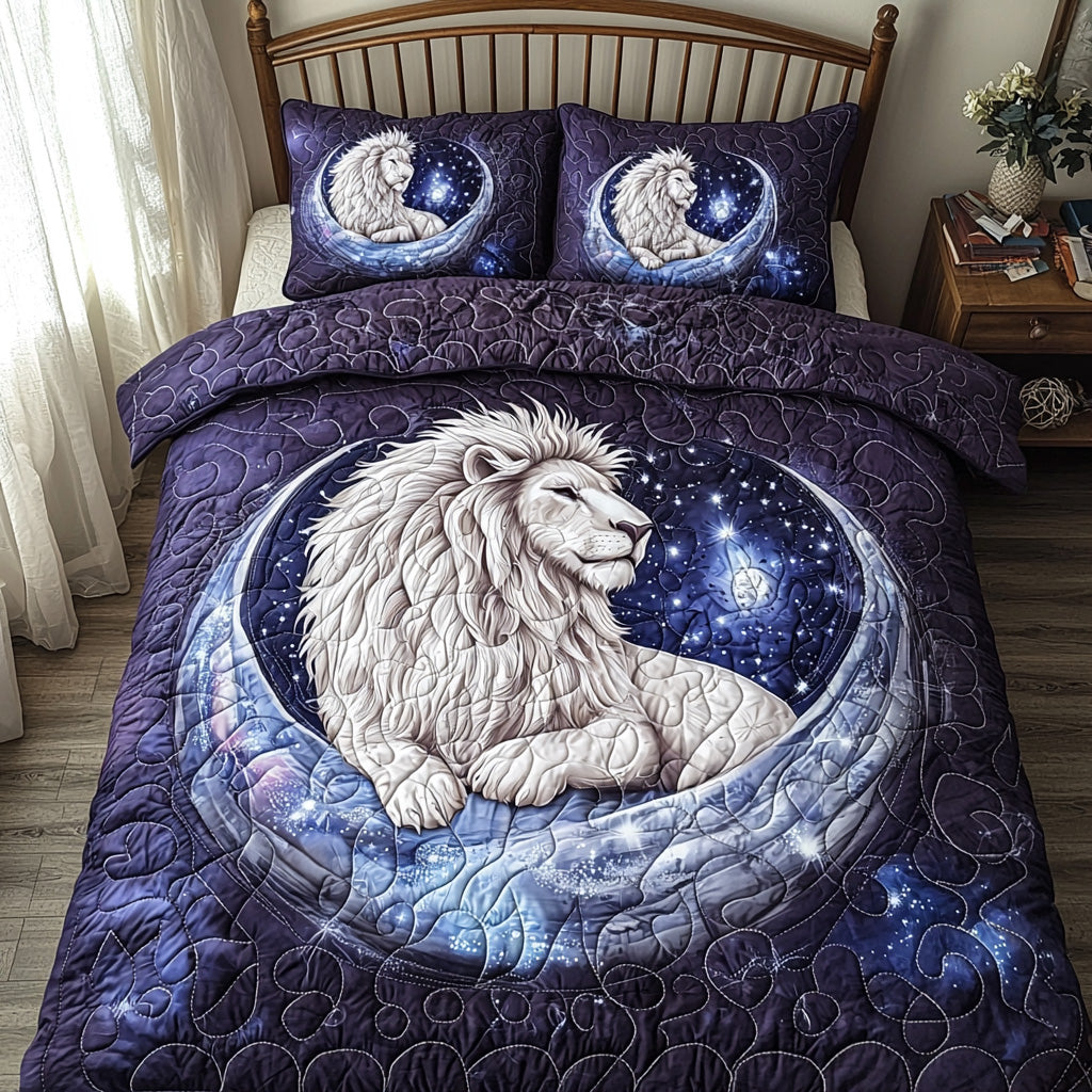 Brave Lion Quilted Bedding Set Duvet Cover Merch Cute Lion Presents