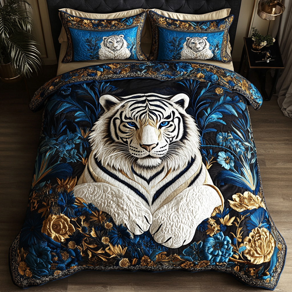 Brave Tiger Quilted Bedding Set Duvet Cover Bed Sheet Set Tiger Themed Gifts Brave Tiger Quilted Bedding Set Duvet Cover Bed Sheet Set Tiger Themed Gifts