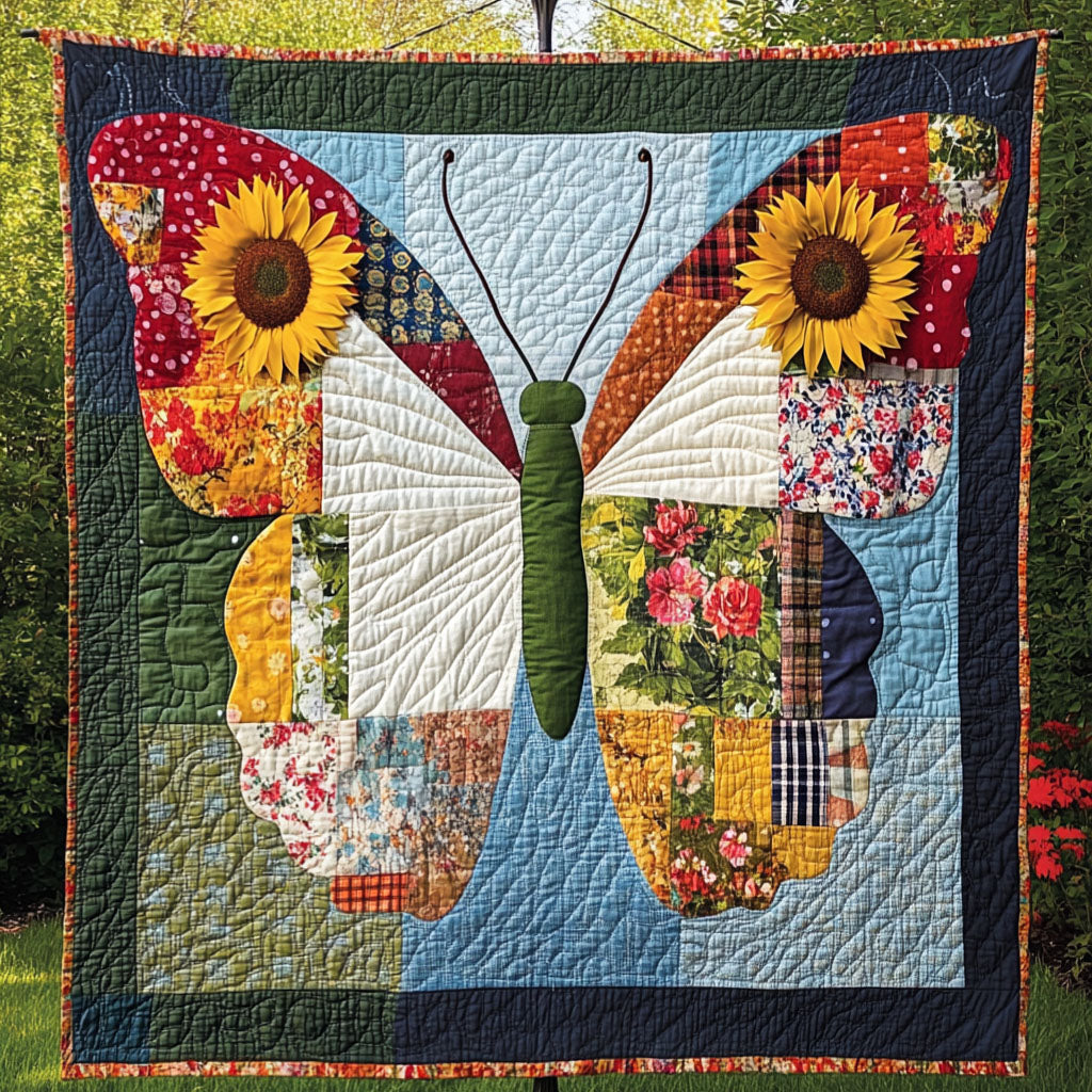 Bright Bloom Quilted Blanket Cute Colorful Blanket Butterfly Gifts For Grandma Bright Bloom Quilted Blanket Cute Colorful Blanket Butterfly Gifts For Grandma