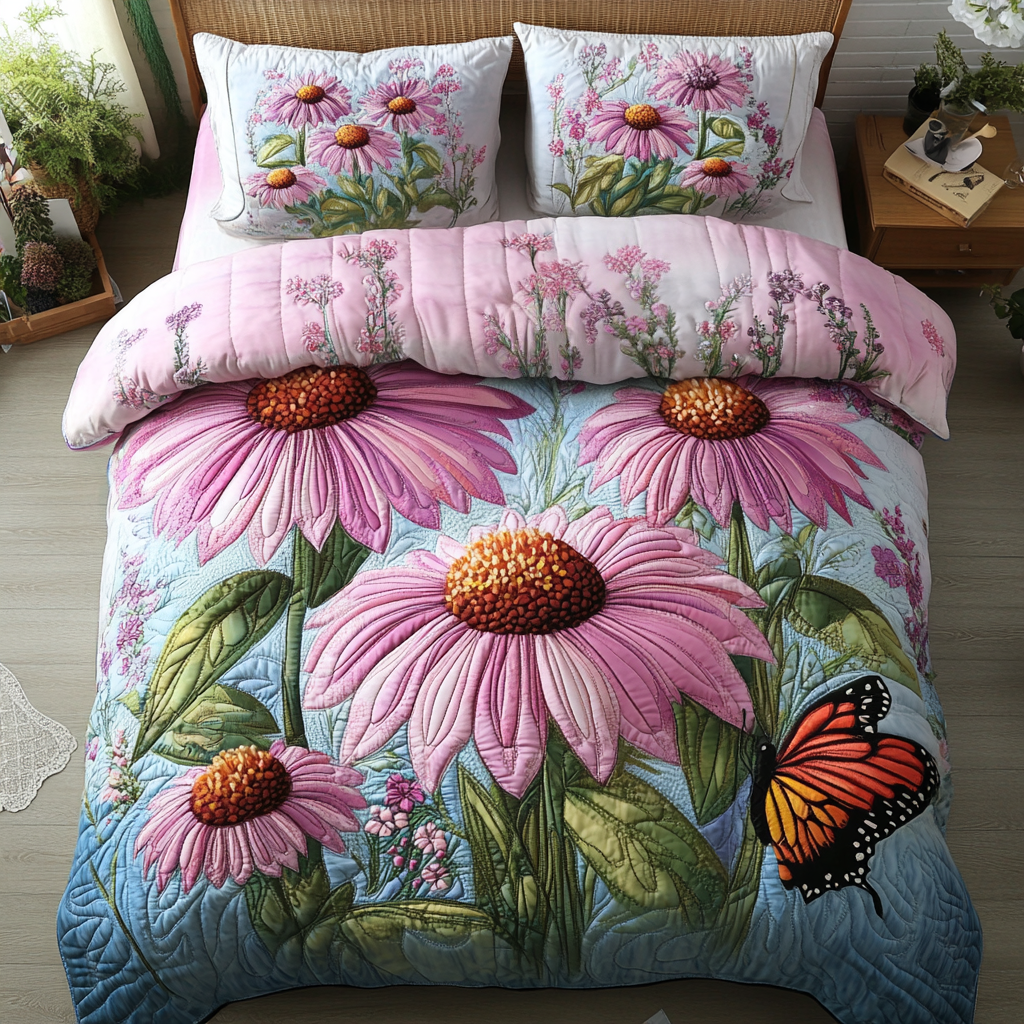 Bright Blossom Quilted Bedding Set Duvet Cover Bedspread Gifts For Daisy Lovers Bright Blossom Quilted Bedding Set Duvet Cover Bedspread Gifts For Daisy Lovers