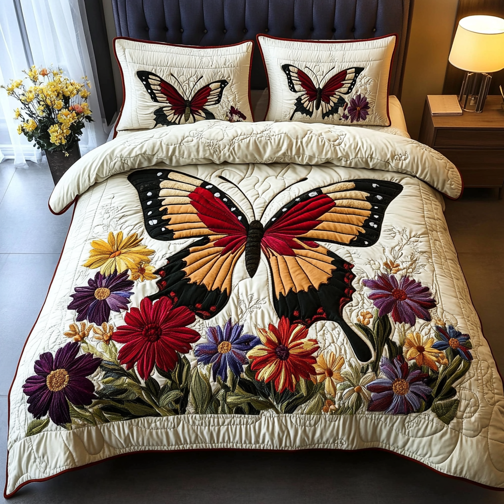 Bright Wings Quilted Bedding Set Duvet Cover Bedspread Gifts For Butterfly Lovers Bright Wings Quilted Bedding Set Duvet Cover Bedspread Gifts For Butterfly Lovers