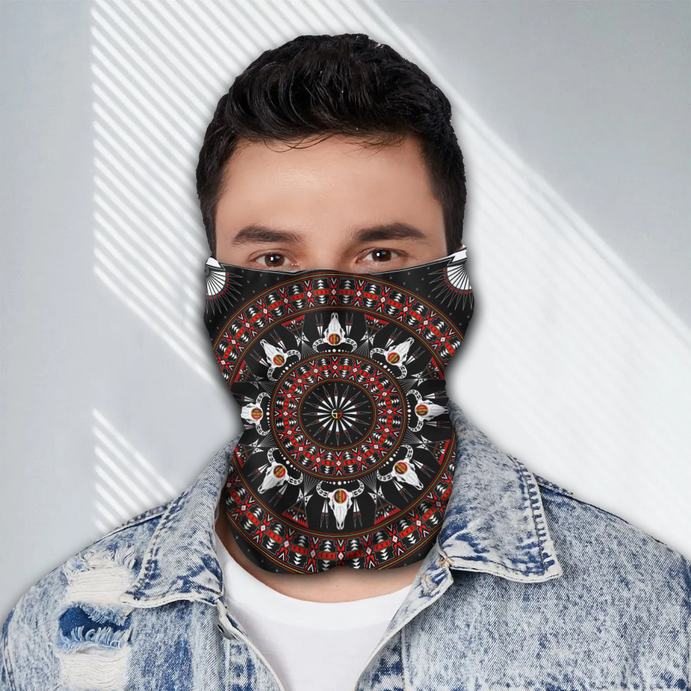 Buffalo Spirit Native American Neck Gaiter Bison Skull Neck Warmer For Men Buffalo Spirit Native American Neck Gaiter Bison Skull Neck Warmer For Men