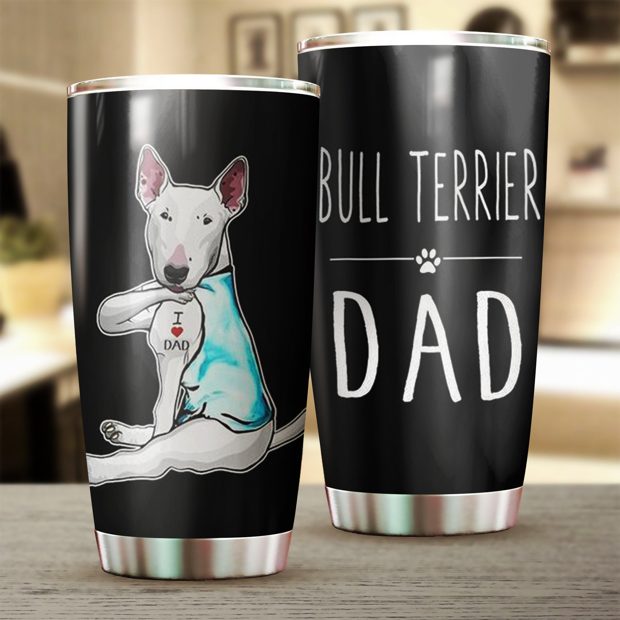 Bull Terrier Dad Tumbler Dog Coffee Tumbler Gifts For Pet Lovers Men