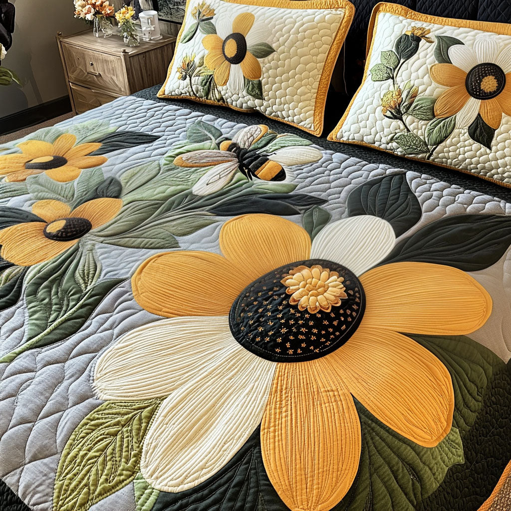 Bumble Bloom Quilted Bedding Set Duvet Cover Bed Sheet Set Gifts For Bee Lovers Bumble Bloom Quilted Bedding Set Duvet Cover Bed Sheet Set Gifts For Bee Lovers