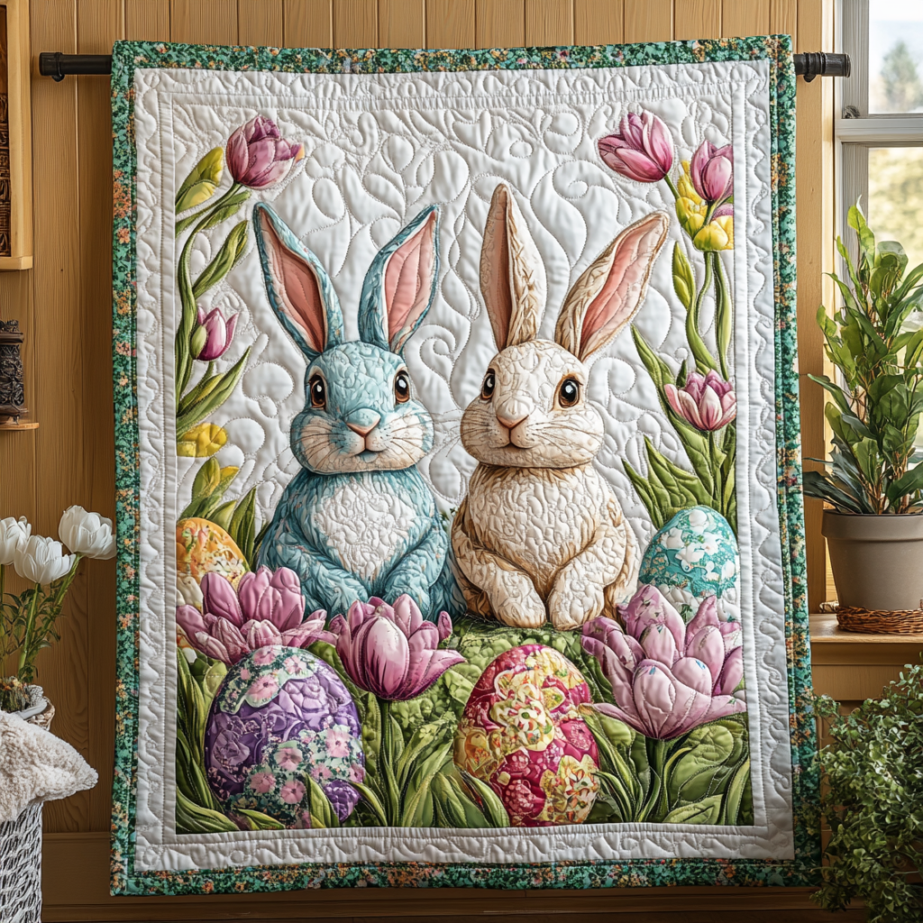 Bunny Trail Quilted Blanket Cute Colorful Blanket Best Easter Gifts Bunny Trail Quilted Blanket Cute Colorful Blanket Best Easter Gifts