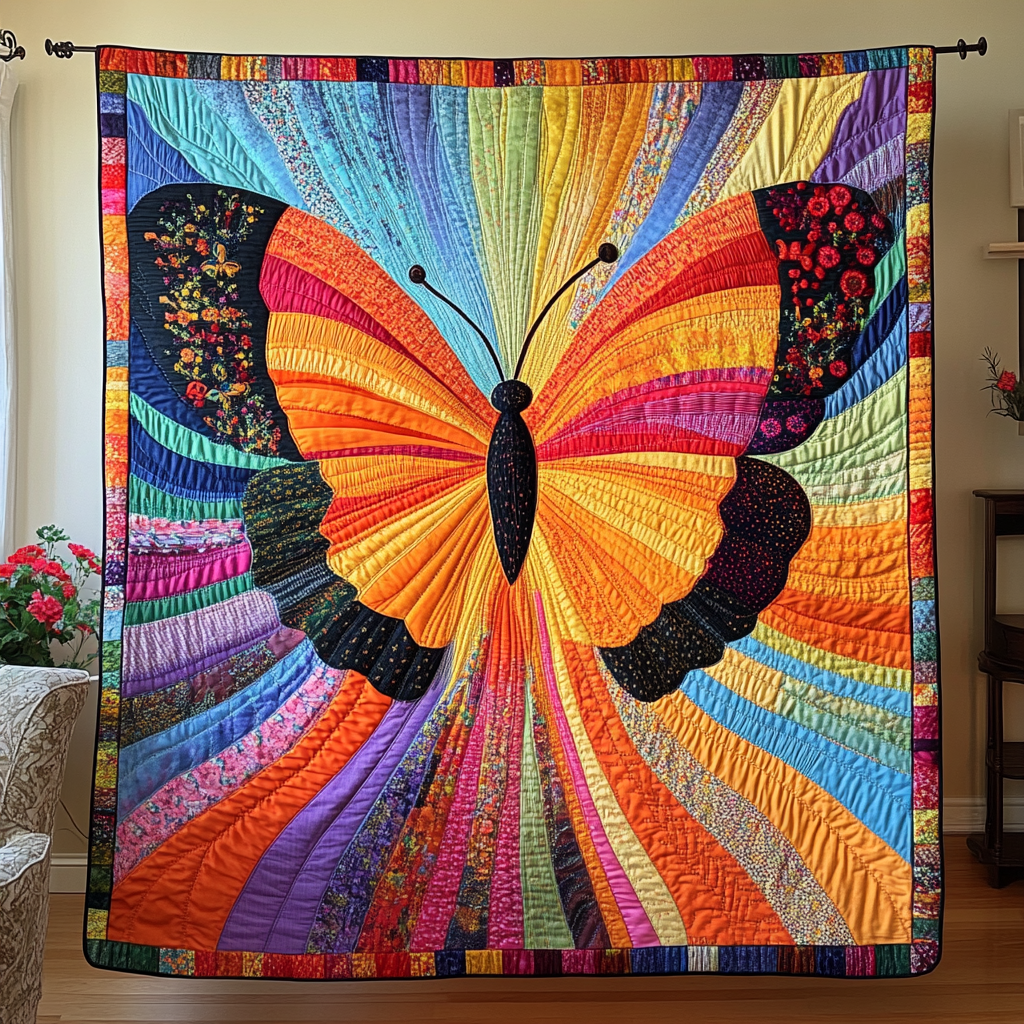 Butterfly Bliss Quilted Blanket Cute Colorful Blanket Butterfly Gifts For Girl Butterfly Bliss Quilted Blanket Cute Colorful Blanket Butterfly Gifts For Girl