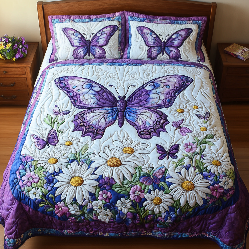 Butterfly Bloom Quilted Bedding Set Duvet Cover Bed Sheet Set Best Butterfly Presents For Women Butterfly Bloom Quilted Bedding Set Duvet Cover Bed Sheet Set Best Butterfly Presents For Women