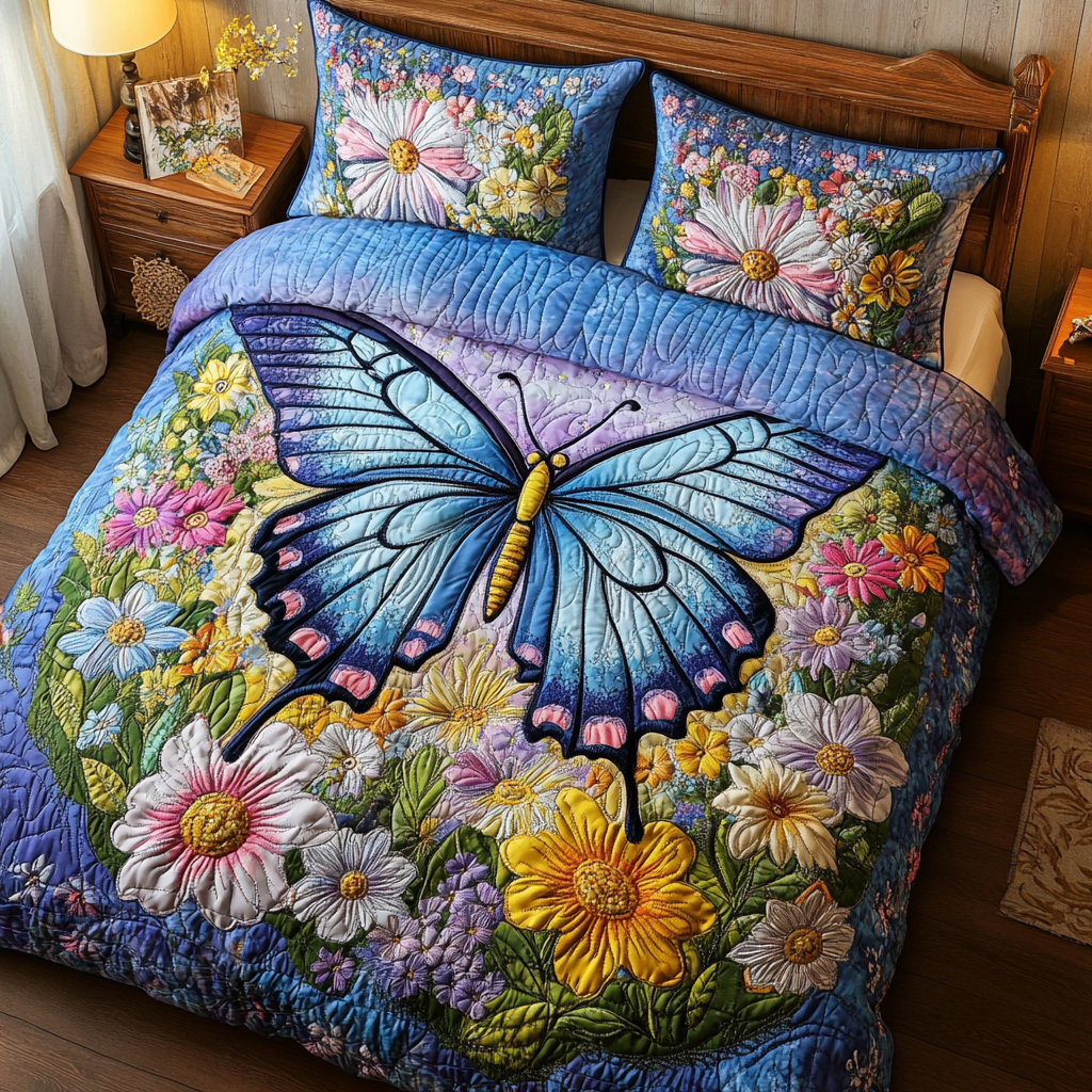 Butterfly Bloom Quilted Bedding Set Duvet Cover Bedspread Butterfly Gifts For Women Butterfly Bloom Quilted Bedding Set Duvet Cover Bedspread Butterfly Gifts For Women