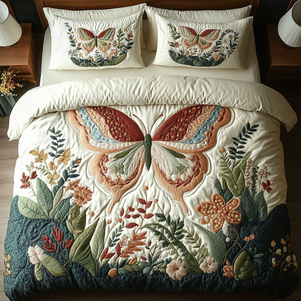 Butterfly Bloom Quilted Bedding Set Duvet Cover Merch Butterfly Birthday Gifts Butterfly Bloom Quilted Bedding Set Duvet Cover Merch Butterfly Birthday Gifts