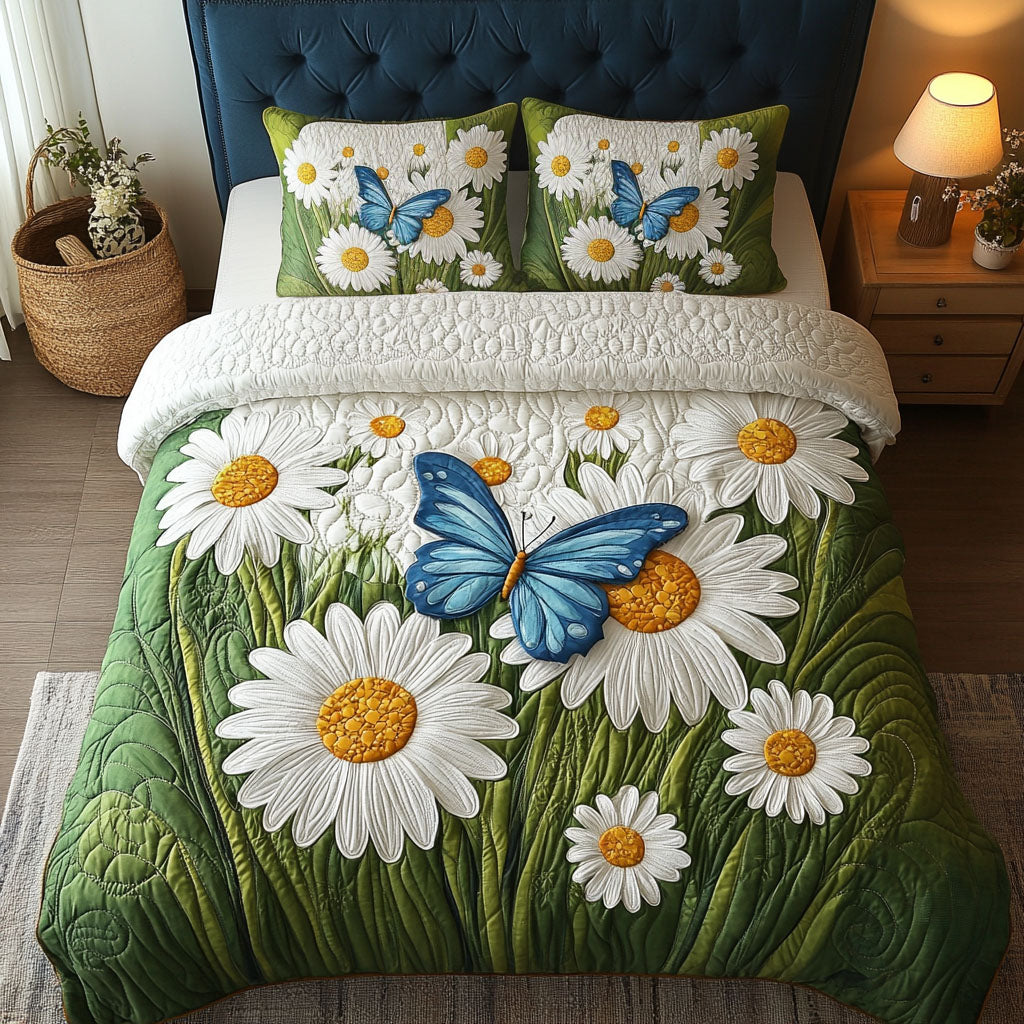 Butterfly Garden Quilted Bedding Set Duvet Cover Bedspread Flower Daisy Gifts For Her Butterfly Garden Quilted Bedding Set Duvet Cover Bedspread Flower Daisy Gifts For Her
