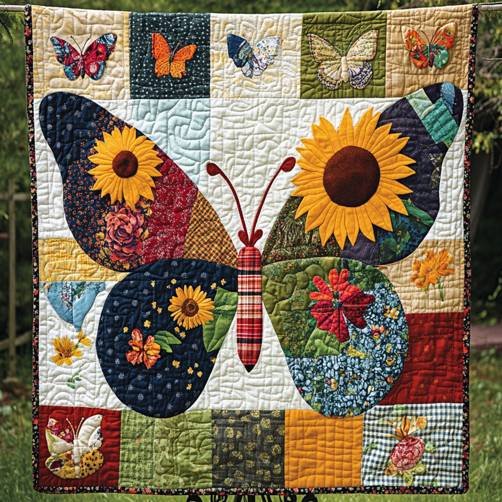 Butterfly Garden Quilted Blanket Cute Colorful Blanket Awesome Butterfly Gifts