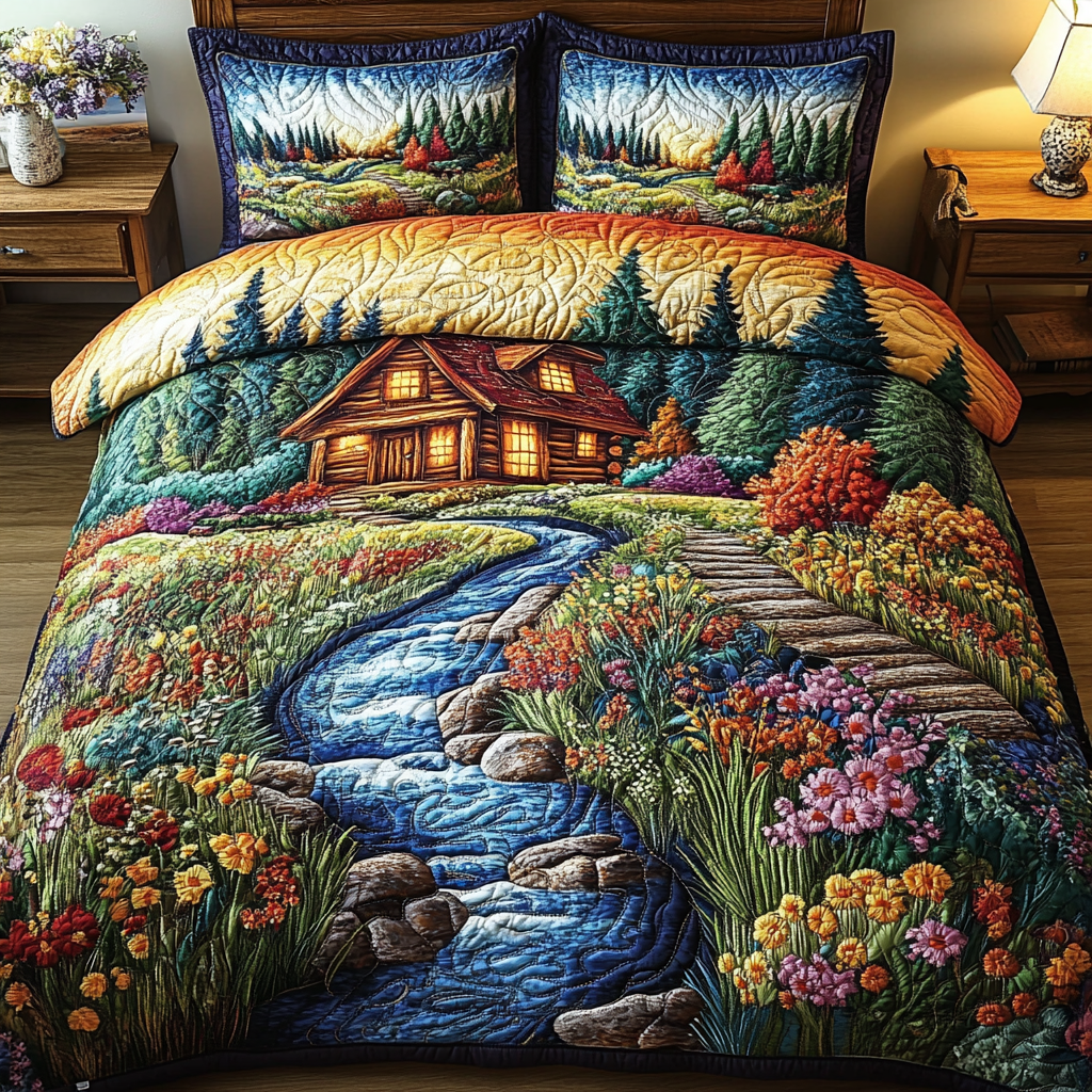 Cabin Bloom Quilted Bedding Set Duvet Cover Bed Sheet Set Secret Santa Presents For Him Cabin Bloom Quilted Bedding Set Duvet Cover Bed Sheet Set Secret Santa Presents For Him