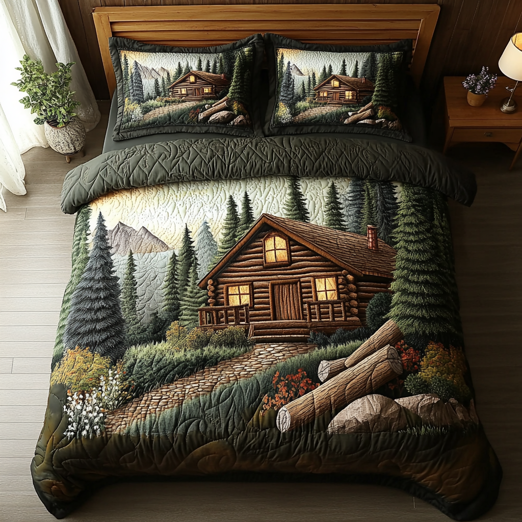 Cabin Escape Quilted Bedding Set Duvet Cover Bed Sheet Set Cool Secret Santa Gifts Cabin Escape Quilted Bedding Set Duvet Cover Bed Sheet Set Cool Secret Santa Gifts
