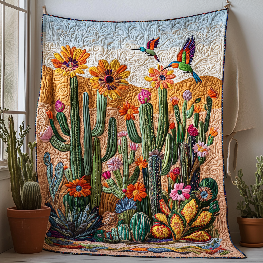 Cactus Haven Quilted Blanket Cute Colorful Blanket Cactus Inspired Gifts For Her Cactus Haven Quilted Blanket Cute Colorful Blanket Cactus Inspired Gifts For Her