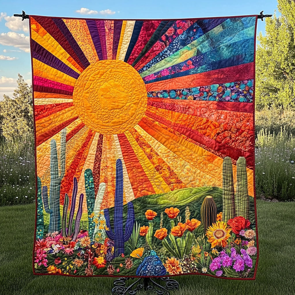 Cactus Sunrise Quilted Blanket Cute Colorful Blanket Cactus Gifts For Ladies Shunshine Cactus Sunrise Quilted Blanket Cute Colorful Blanket Cactus Gifts For Ladies Shunshine