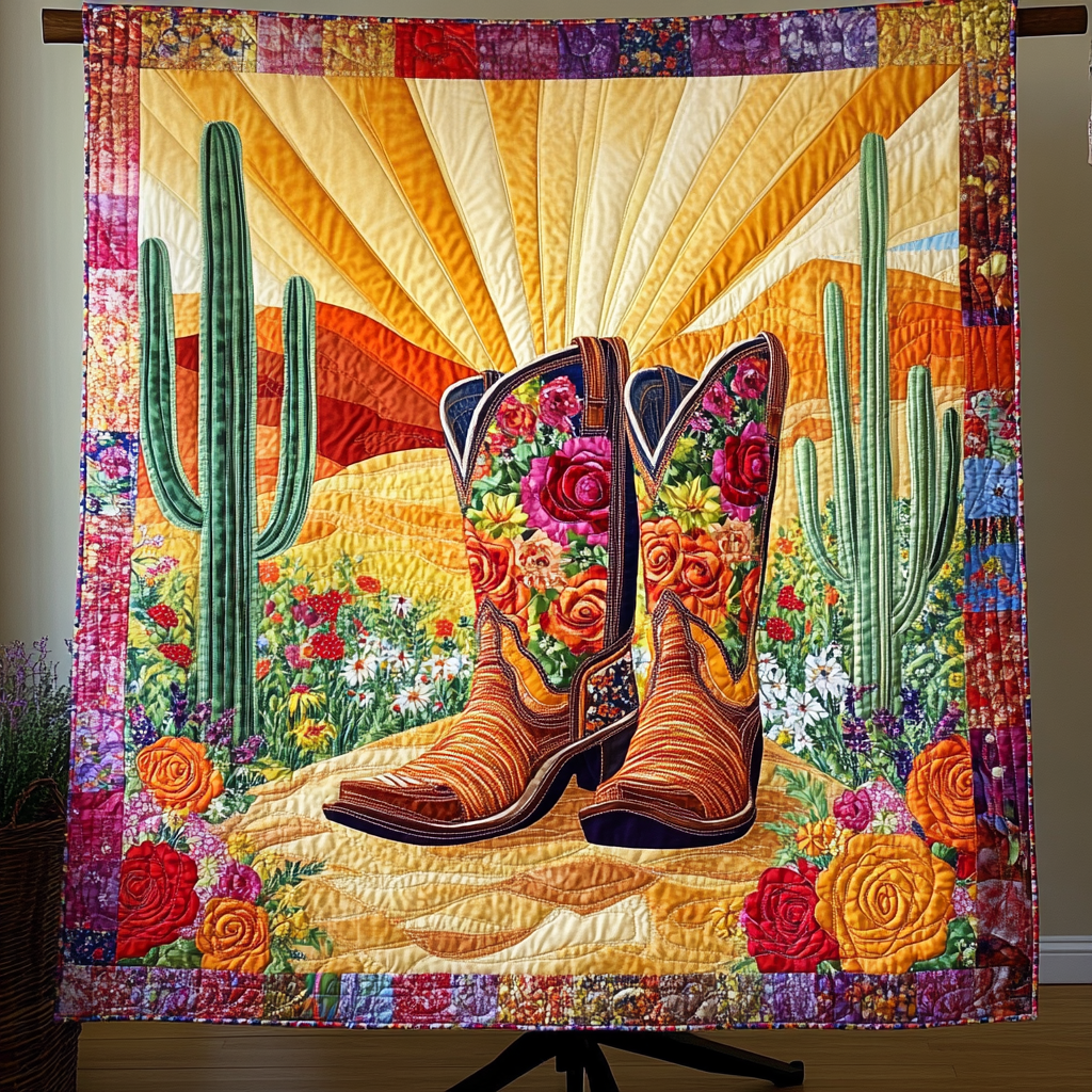 Cactus Trails Quilted Blanket Cute Colorful Blanket Western Gifts For Men Cactus Trails Quilted Blanket Cute Colorful Blanket Western Gifts For Men
