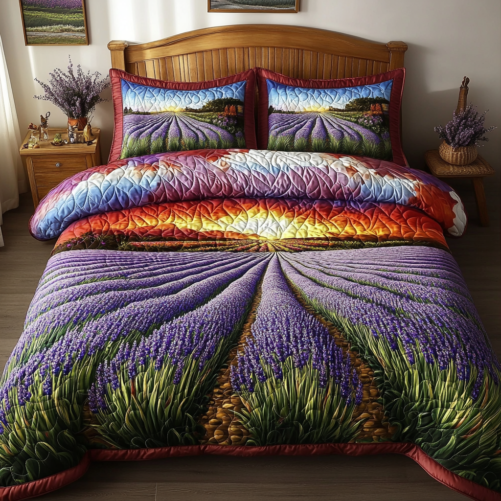 Calm Fields Quilted Bedding Set Duvet Cover Bedspreads Gifts For Sunflower Lovers