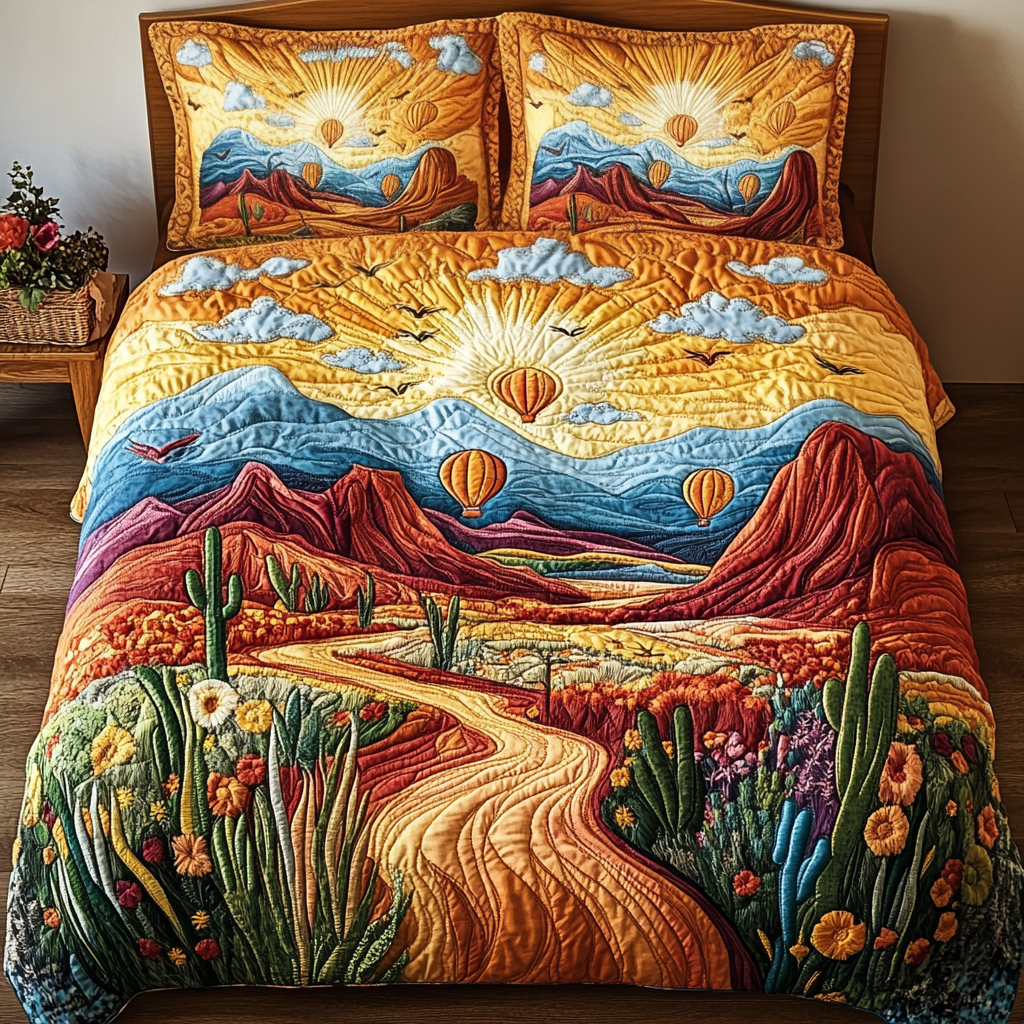Canyon Float Quilted Bedding Set Duvet Cover Bedspread Cactus Related Gifts