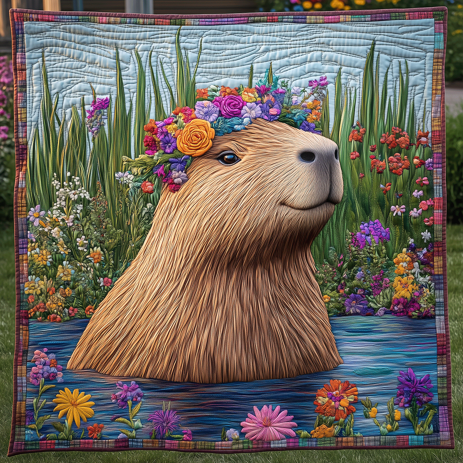 Capybara Bliss Quilted Blanket Sofa Throw Blanket Grandma Presents For Christmas Capybara Bliss Quilted Blanket Sofa Throw Blanket Grandma Presents For Christmas