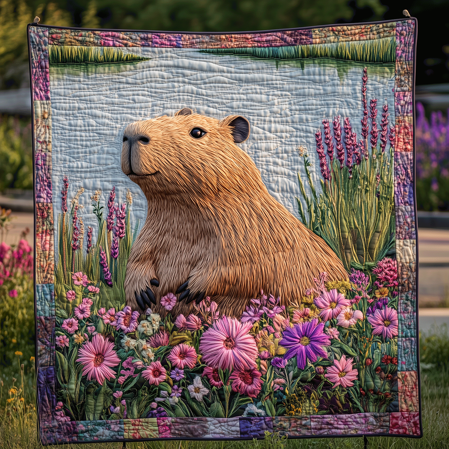 Capybara Floral Dreams Quilted Blanket Sofa Throw Blanket Christmas Gift From Grandma Capybara Floral Dreams Quilted Blanket Sofa Throw Blanket Christmas Gift From Grandma
