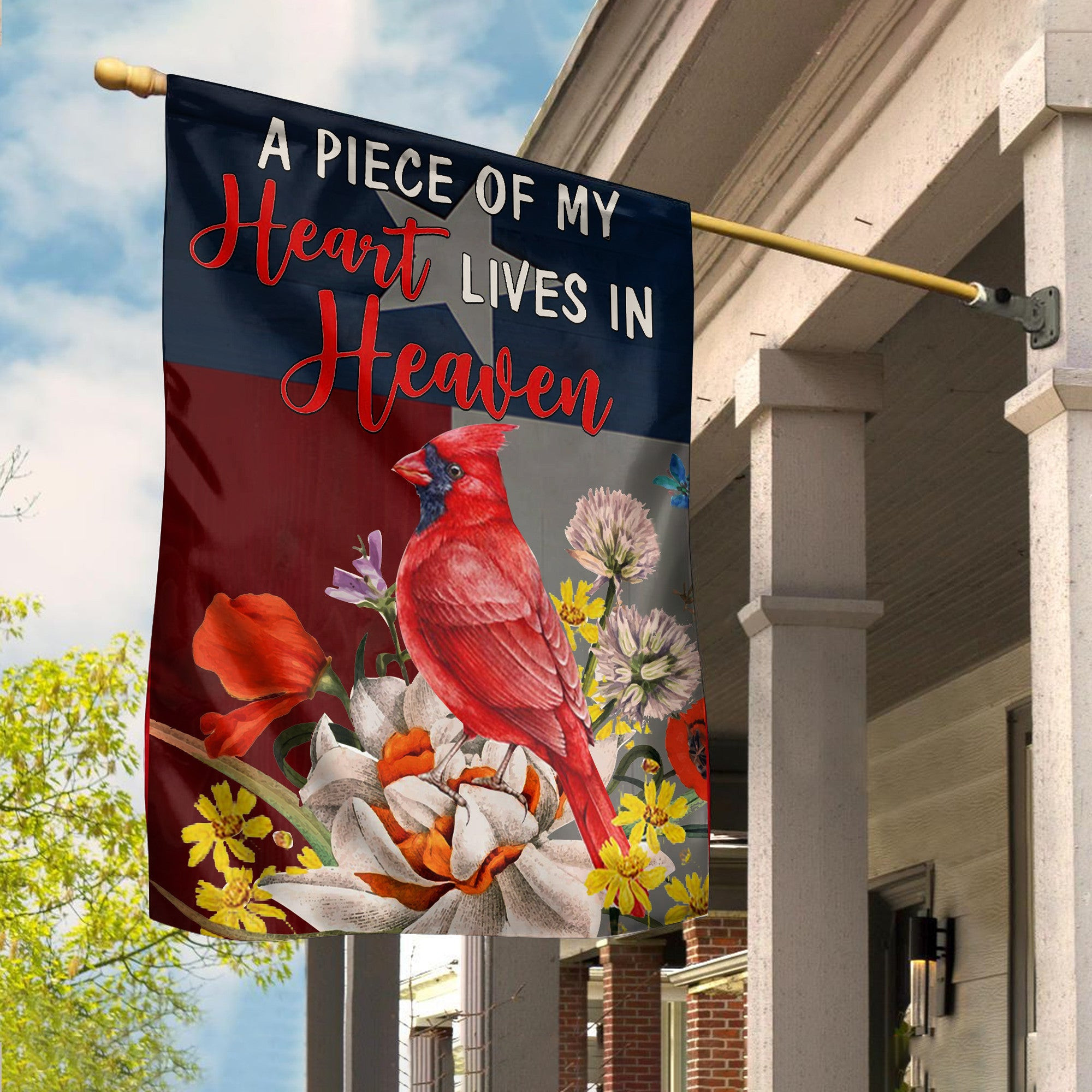 Cardinal A Piece Of My Heart Lives In Heaven Texas Flag Memorial Flag For Texans Home Decor Cardinal A Piece Of My Heart Lives In Heaven Texas Flag Memorial Flag For Texans Home Decor