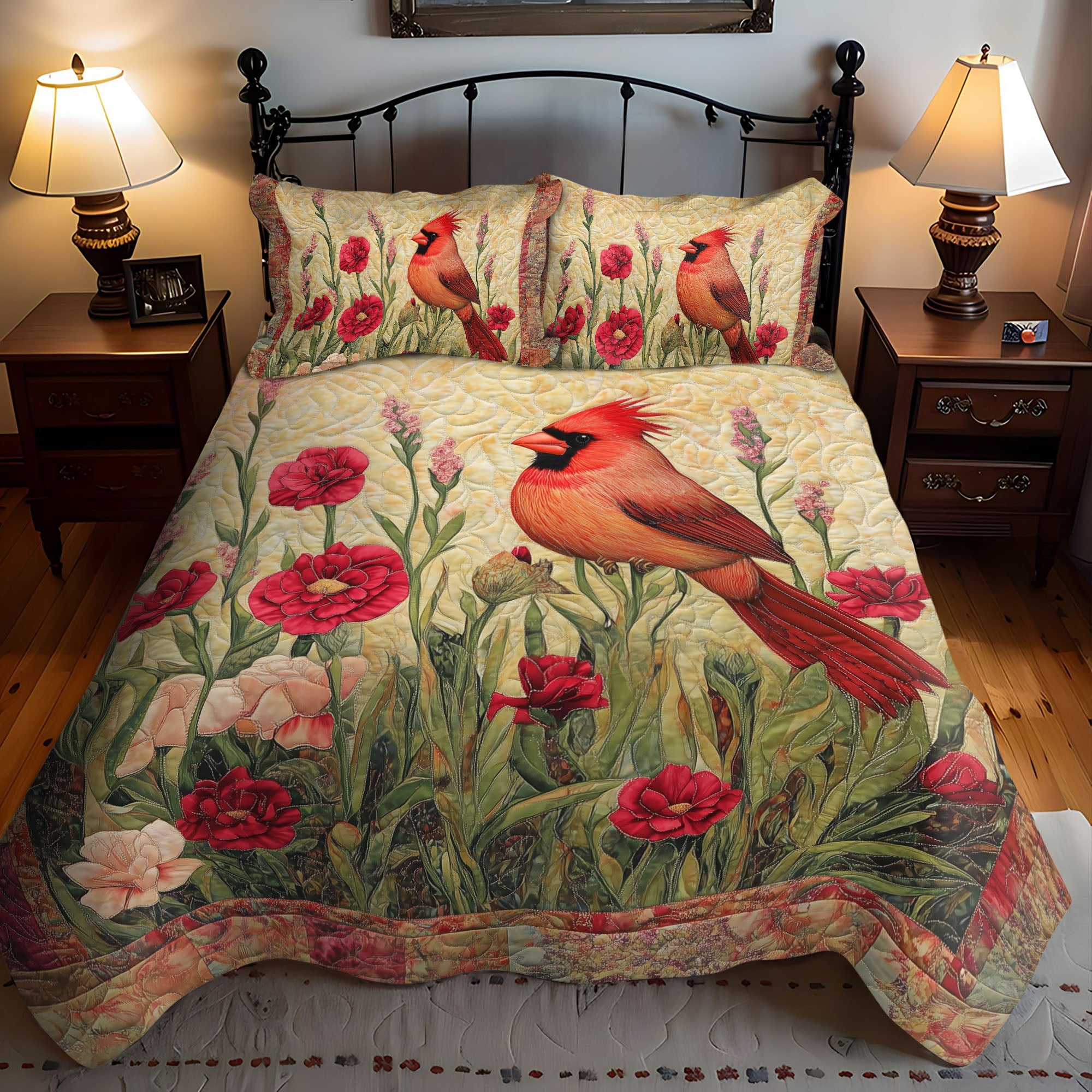 Cardinal Garden Quilted Bedding Set Duvet Cover Bedspread Cardinal Gifts For Christmas Cardinal Garden Quilted Bedding Set Duvet Cover Bedspread Cardinal Gifts For Christmas