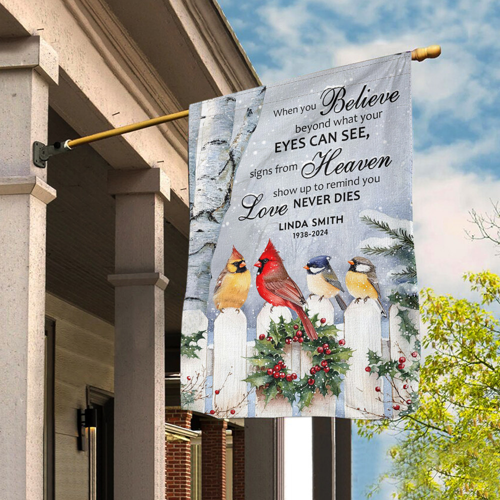 Cardinal When You Believe Beyond What Your Eyes Can See Flag Heaven Memorial Flag Indoor Outdoor Cardinal When You Believe Beyond What Your Eyes Can See Flag Heaven Memorial Flag Indoor Outdoor