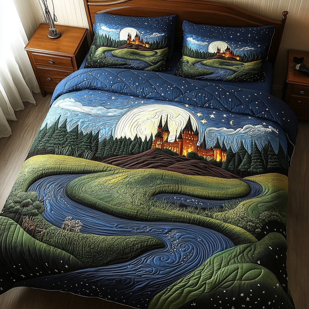 Castle Escape Quilted Bedding Set Duvet Cover Bedspreads Christmas Gifts For Your Family Castle Escape Quilted Bedding Set Duvet Cover Bedspreads Christmas Gifts For Your Family