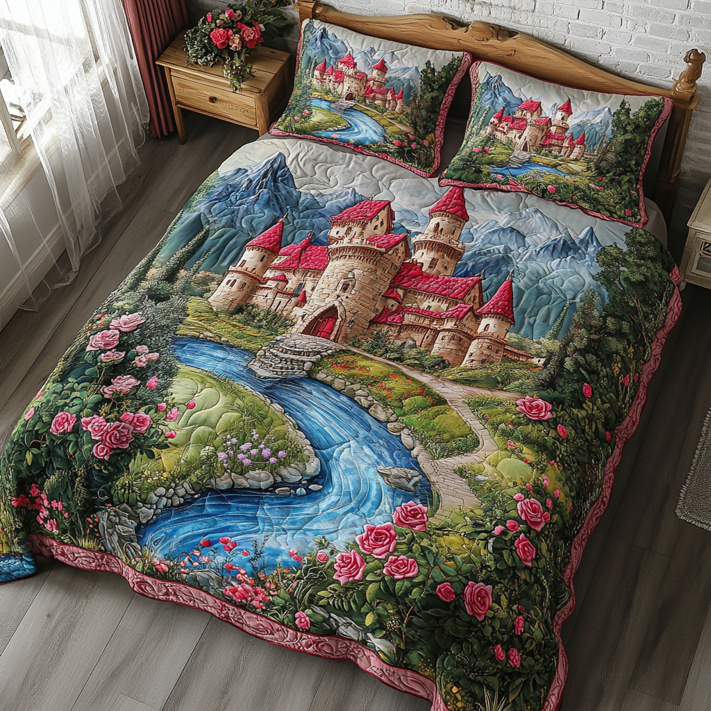 Castle View Quilted Bedding Set Duvet Cover Merch Family Xmas Gift Baskets Castle View Quilted Bedding Set Duvet Cover Merch Family Xmas Gift Baskets