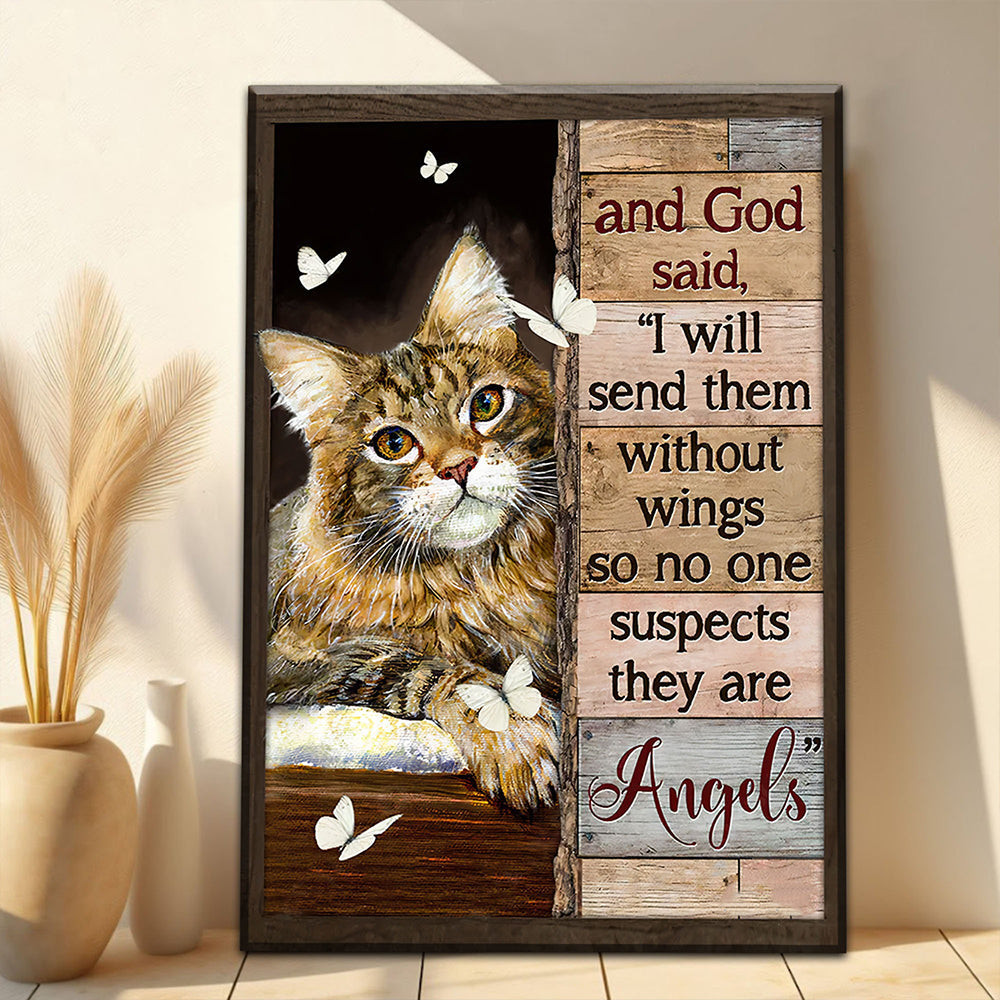 Cat And God Said I Will Send Them Without Wings Poster Christian Wall Decor Cat Lovers Gifts Cat And God Said I Will Send Them Without Wings Poster Christian Wall Decor Cat Lovers Gifts