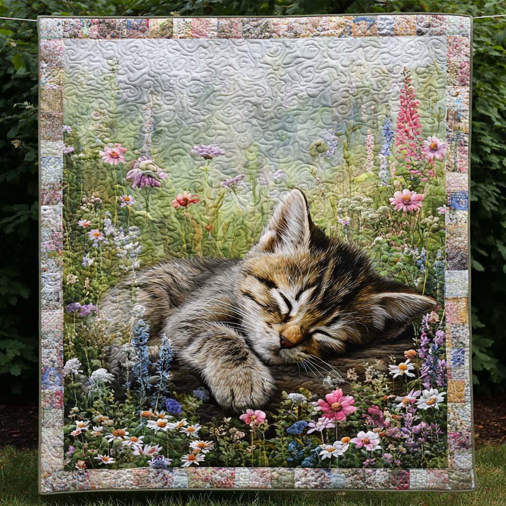 Cat Garden Whispers Quilted Blanket Cute Colorful Blanket Awesome Cat Gifts