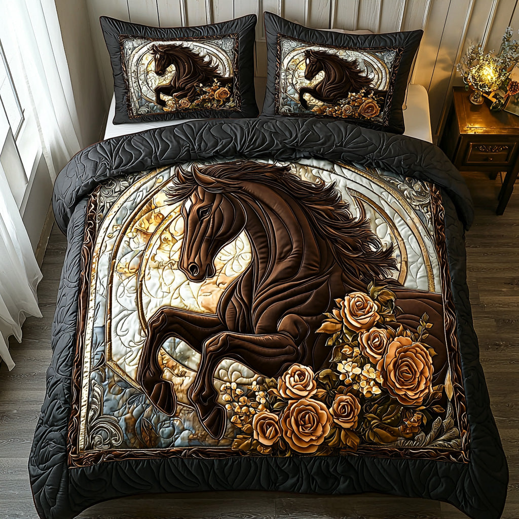 Cathedral Horse Quilted Bedding Set Duvet Cover Bed Sheet Set Best Gifts Horse Lovers