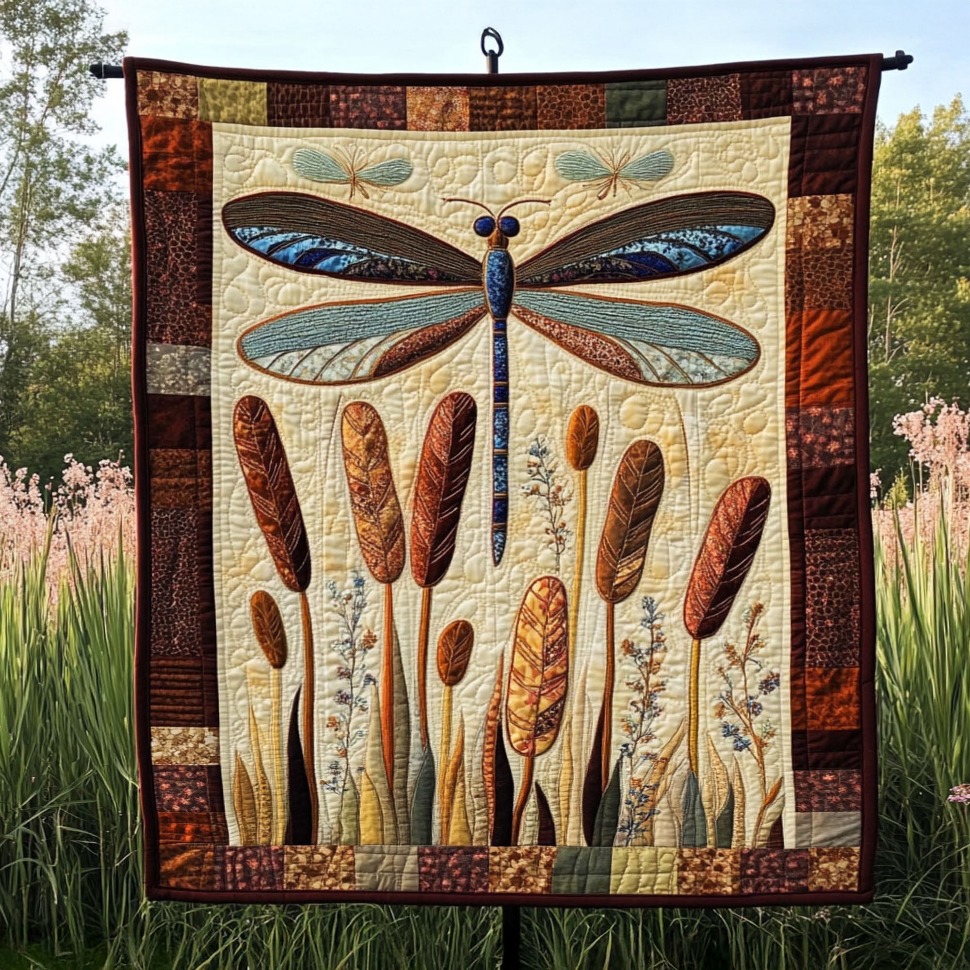 Cattail Harmony Quilted Blanket Sofa Throw Blanket Birthday Presents For Dragonfly Lovers Cattail Harmony Quilted Blanket Sofa Throw Blanket Birthday Presents For Dragonfly Lovers