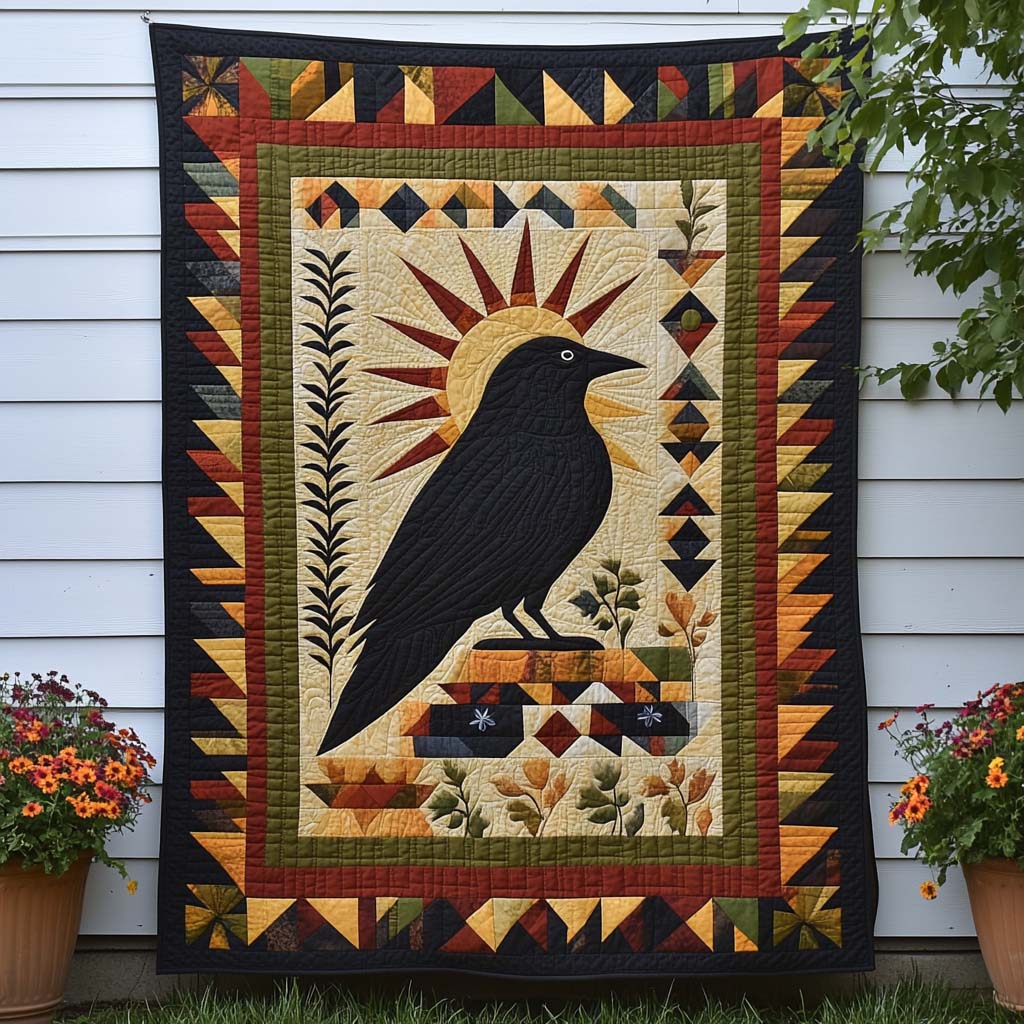 Cawing at Dusk Quilted Blanket Nice Throw Blanket Gifts For Crow Lovers Cawing at Dusk Quilted Blanket Nice Throw Blanket Gifts For Crow Lovers