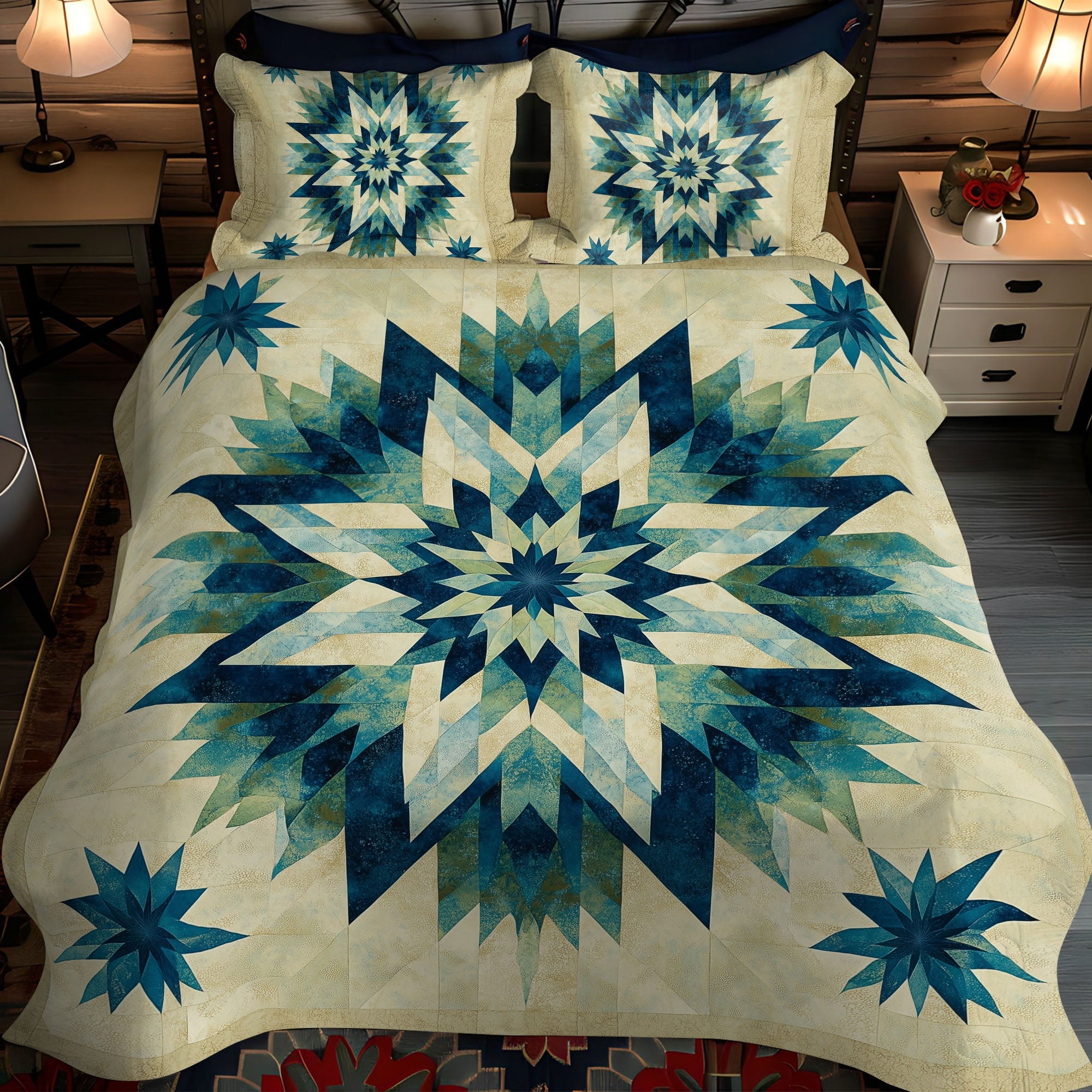 Celestial Barn Star Quilted Bedding Set Duvet Cover Bedspreads Gifts For Boyfriends Parents