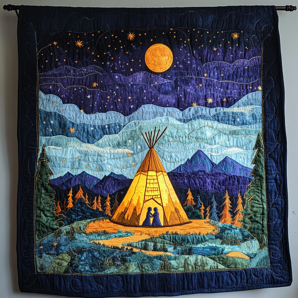 Celestial Campfire Quilted Blanket Cute Colorful Blanket Teepee Native American Themed Gifts Celestial Campfire Quilted Blanket Cute Colorful Blanket Teepee Native American Themed Gifts
