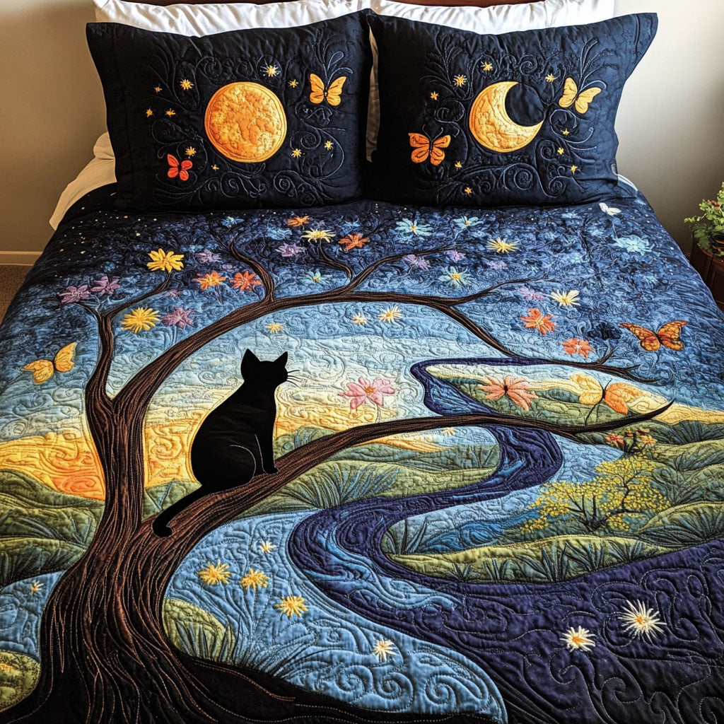 Celestial Cat Quilted Bedding Set Duvet Cover Bedspreads Cat Themed Items Celestial Cat Quilted Bedding Set Duvet Cover Bedspreads Cat Themed Items