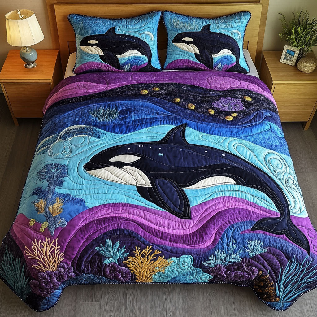 Celestial Orca Quilted Bedding Set Duvet Cover Bedspreads Whale Gifts For Him Her Celestial Orca Quilted Bedding Set Duvet Cover Bedspreads Whale Gifts For Him Her