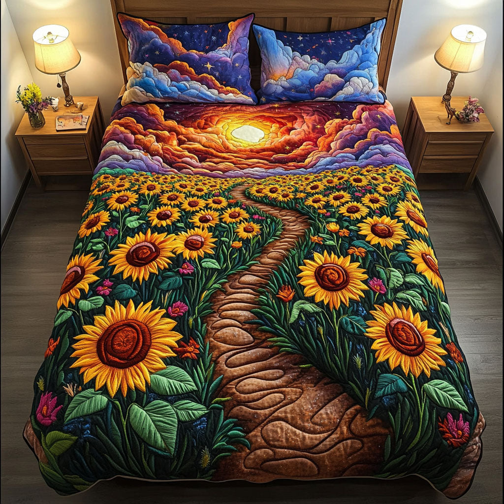 Celestial Sunflower Trail Quilted Bedding Set Duvet Cover Bedspread Sunflower Presents Merchandise Celestial Sunflower Trail Quilted Bedding Set Duvet Cover Bedspread Sunflower Presents Merchandise